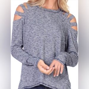 Gray Cold Shoulder Top